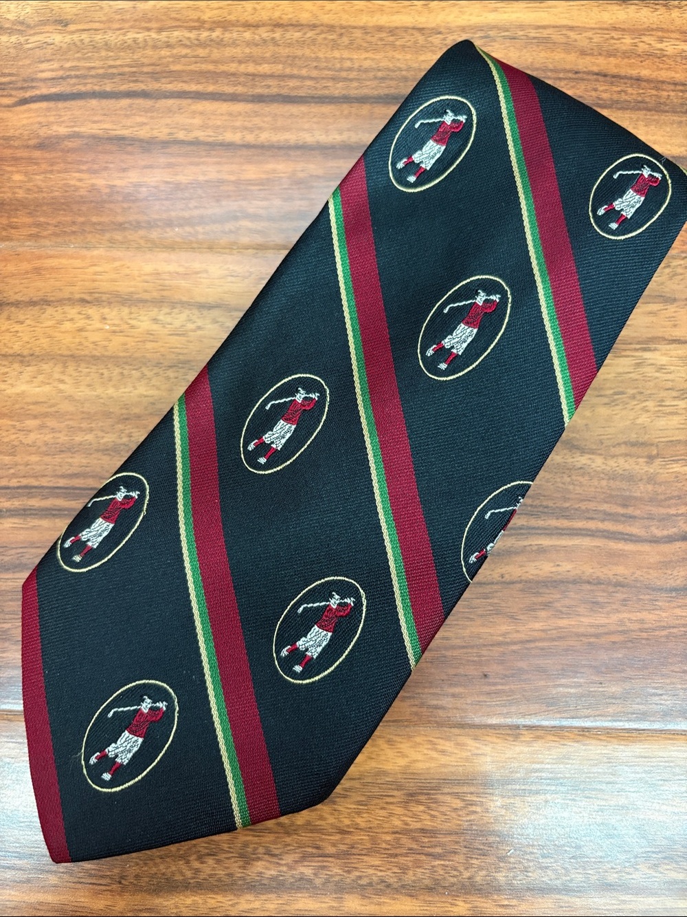 Bobby Jones Neck Tie Black & Red‎ Silk Golf